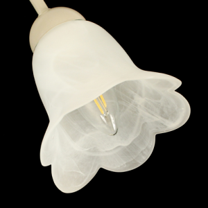 Tazza campanula 6 punte tonde paralume ricambio lampadario vetro effetto alabastro bianco. Foro Ø 3 cm