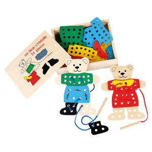 Orsetti da vestire in legno gioco da costruire per bambini, 24 pezzi