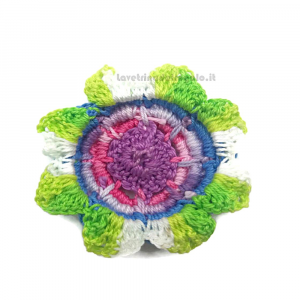 Fiore multicolor ad uncinetto per applicazioni 6 cm NC121 - 5 PEZZI - Handmade in Italy