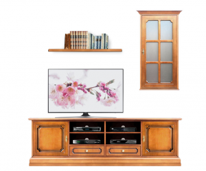 Mueble de pared para tv con vitrinas de pared estilo clasico