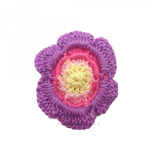 Fiore per applicazioni lilla e rosa ad uncinetto 4,5 cm - 5 PEZZI - Handmade in Italy