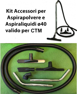 KIT tubo flessibile e Accessori per Aspirapolvere e Aspiraliquidi ø40 valido per CTM