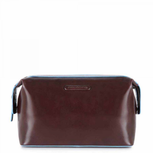 PIQUADRO NECESSAIRE IN PELLE BLUE SQUARE BY3851B2 MOGANO