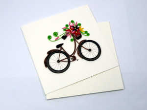 Biglietti augurali in filigrana 'Bicicletta con fiori'