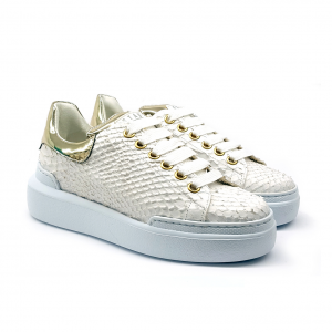 Sneaker bianca/oro Stau