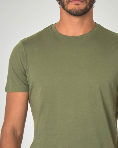 T-shirt verde militare tinta unita in puro cotone