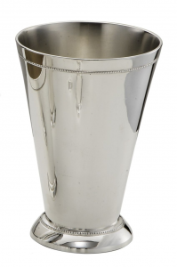 Bicchiere vaso fiori portapenne argentato argento sheffield stile perlinato