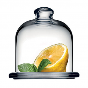 Piatto in vetro trasparente per dolci e frutta con cupola in vetro trasparente