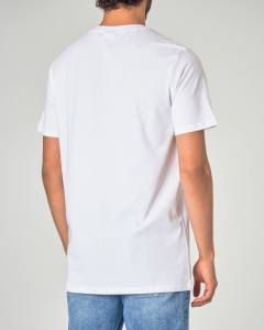 T-shirt mezza manica bianca con logo ripetuto effetto specchio sul petto