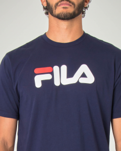 T-shirt mezza manica blu con logo Fila stampato sul petto