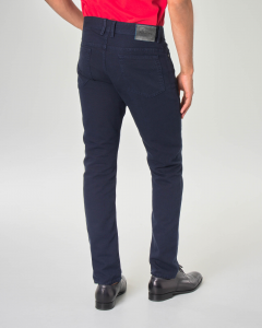 Pantalone cinque tasche blu navy con toppa