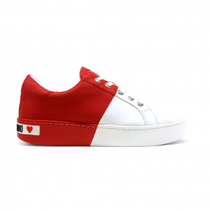 Sneaker bicolore bianco/rossa Love Moschino