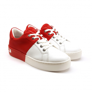 Sneaker bicolore bianco/rossa Love Moschino