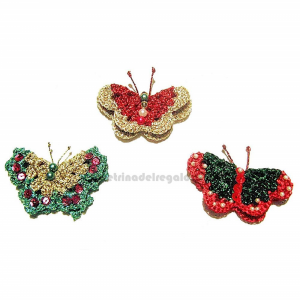Farfalla natalizia ad uncinetto 6x4 cm NC188 - 5 PEZZI - Handmade in Italy