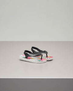 Havaianas bianca a righe nere con stampa floreale