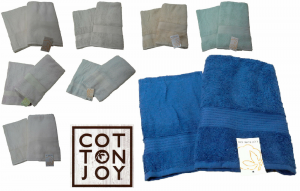 Coppia asciugamani spugna COTTON JOY 1 Viso + 1 ospite. 100% Cotone. Vari colori