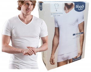 T-Shirt uomo maglietta intima manica corta scollo V Cotone BASIC V NECK SLOGGI