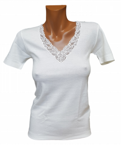 T-Shirt donna, maglietta a mezza manica Lana e Cotone sulla pelle MANUFAT 844