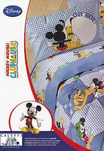 Completo Letto - Lenzuola cotone. Singolo. DISNEY - CALEFFI. Mickey e Pluto. 