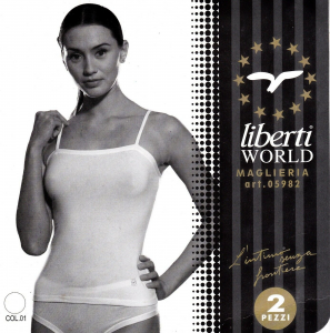 LIBERTI WORLD. 2x Top, Canotta, T-shirt. Donna - Spalla stretta 05982. Cotone.