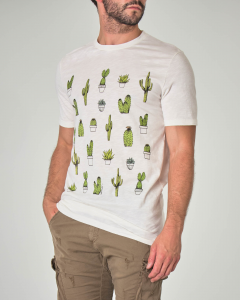 T-shirt bianca con stampa cactus
