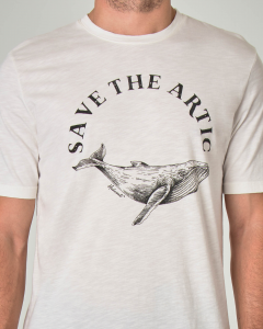 T-shirt bianca con stampa balena e scritta Save The Artic