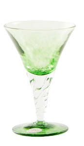 Glass blown Ice cream cup grit Green Emerald (6pcs)