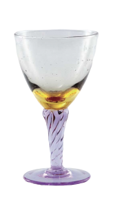 Glass blown Ice cream cup  Yellow Lilac (6pcs)
