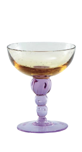 Glass blown Ice cream cup Yellow Lilac (6pcs)