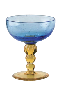 Glass blown Ice cream cup  Blue Yellow (6pcs)