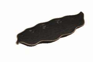 Matt Black Narrow Leaf Tray - Stoneware  
