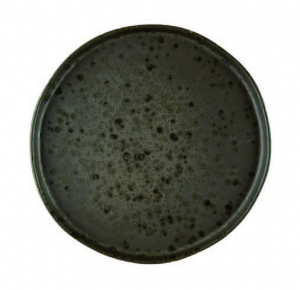 Braune flach platte mit braunen reaktiven Punkten-Steinzeug