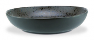 Brown high bowl with brown reactive dots - Stoneware