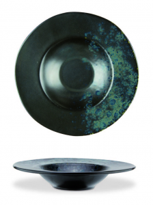 Pasta bowl color nero con puntini reattiviblu