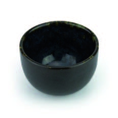 Black high bowl with blue reactive dots - Stoneware