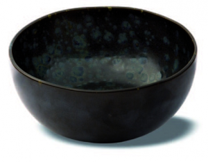 Black high bowl with Blue reactive dots - Stoneware
