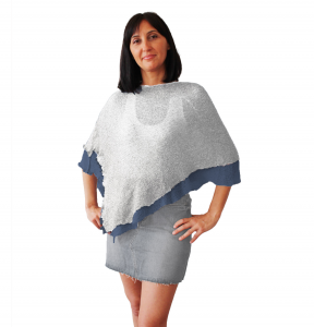 Poncho Reverse Blue & Bianco (2 ponchos in Uno!)