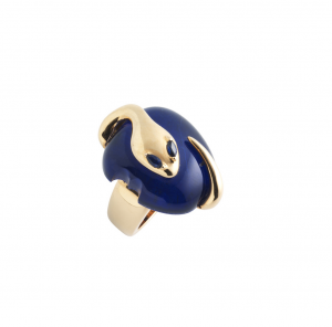 Ring in rose gold, lapis and sapphires