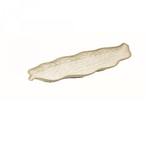 Beige Narrow Leaf Tray - Steinzeug
