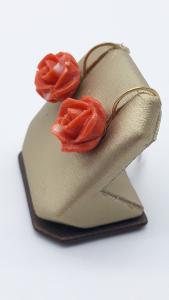 Orecchini Bocciolo di Rosa in Corallo e oro, vendita on line | GIOIELLERIA BRUNI Imperia