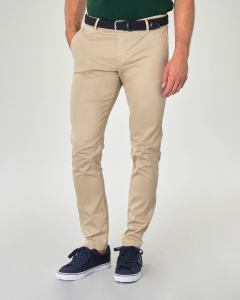 Pantalone chino beige in tricotina di cotone stretch