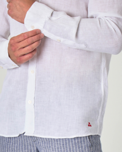 Camicia bianca in puro lino con collo a coreana