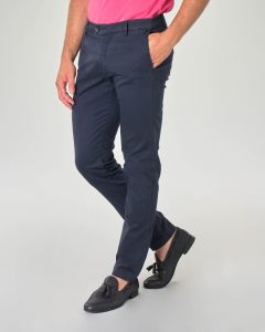 Pantalone chino blu in tricotina di cotone stretch