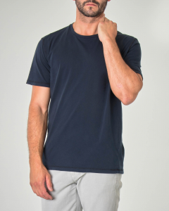 T-shirt blu mezza manica effetto vintage con logo sul petto