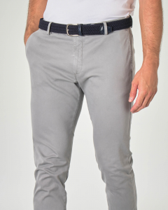 Pantalone chino grigio in tricotina di cotone stretch