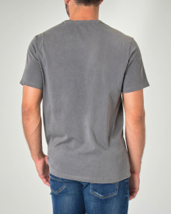 T-shirt grigia mezza manica effetto vintage con logo sul petto