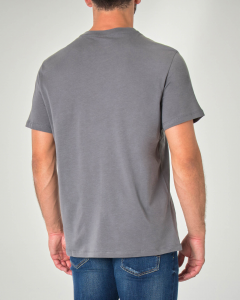 T-shirt grigia mezza manica con logo scritta sul petto