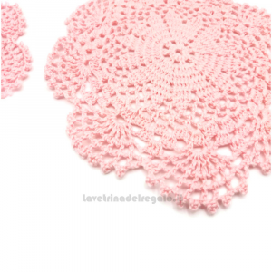 Coppia di piccoli centrini rosa ad uncinetto 19 cm Handmade - Italy
