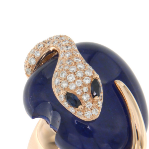 Ring in rose gold, diamonds, lapis and sapphires