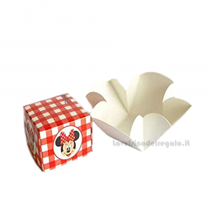 Portaconfetti Minnie Disney Party Rossa 9x9x9 cm - Scatole battesimo bimba